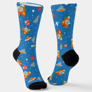 Dr. Seuss Cat in the Hat Space Pattern Socks