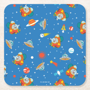 Dr. Seuss Cat in the Hat Space Pattern Square Paper Coaster