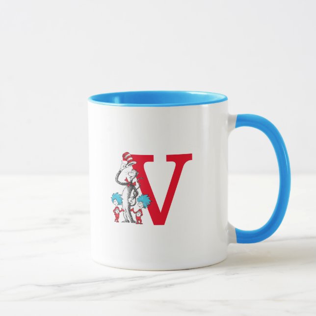 Dr. Seuss Cat in the Hat, Thing One Monogram V Mug (Right)