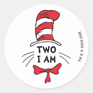 Dr. Seuss Cat in the Hat - Two I Am Birthday Classic Round Sticker