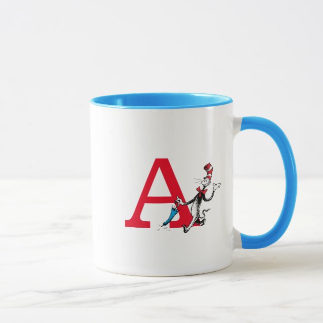 Dr. Seuss Cat in the Hat Umbrella Walk Monogram A Mug (Right)