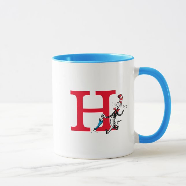 Dr. Seuss Cat in the Hat Umbrella Walk Monogram H Mug (Right)