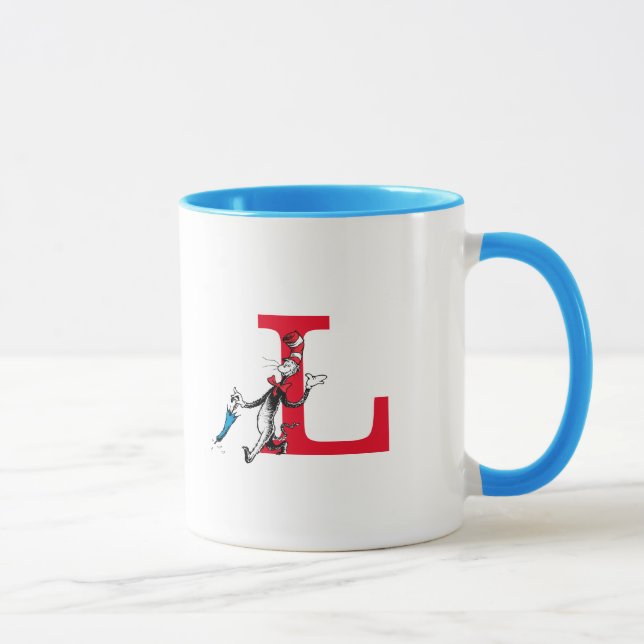 Dr. Seuss Cat in the Hat Umbrella Walk Monogram L Mug (Right)