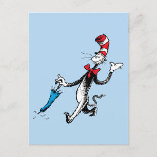 Dr. Seuss Cat in the Hat Umbrella Walk Postcard