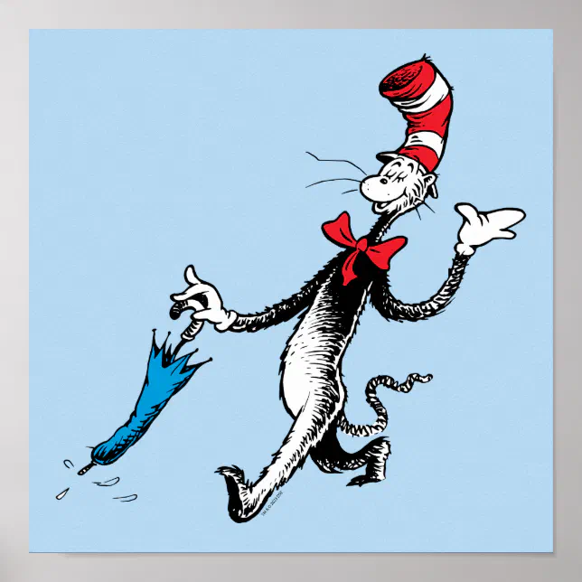 Dr. Seuss | Cat in the Hat Umbrella Walk Poster | Zazzle