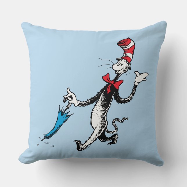Dr. Seuss | Cat in the Hat Umbrella Walk Throw Pillow (Front)
