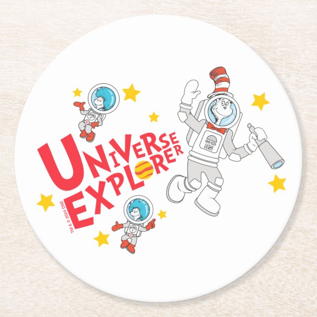 Dr. Seuss | Cat in the Hat Universe Explorer Round Paper Coaster (Front)