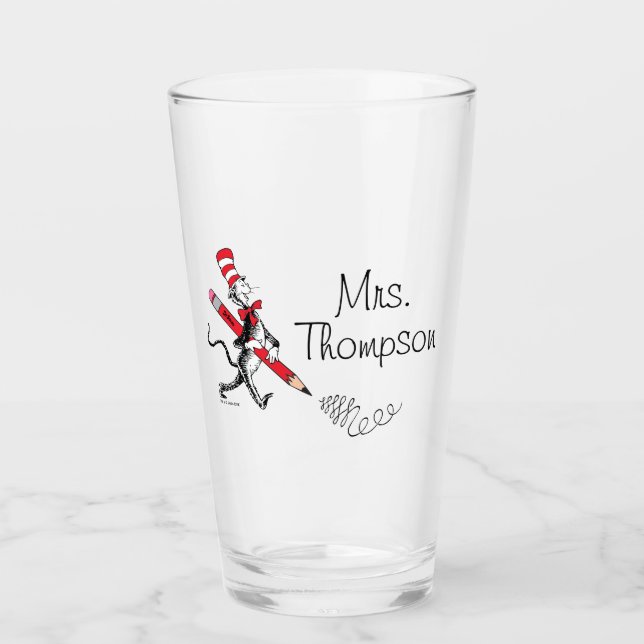 Dr. Seuss | Cat in the Hat Written Name Glass (Front)