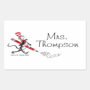 Dr. Seuss Cat in the Hat Written Name Rectangular Sticker