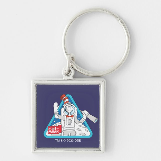 Dr. Seuss | Cat in the Moon Outer Space Graphic Keychain (Front)