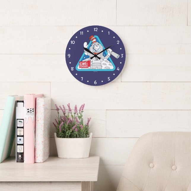 Dr. Seuss | Cat in the Moon Outer Space Graphic Large Clock (Reading Room)