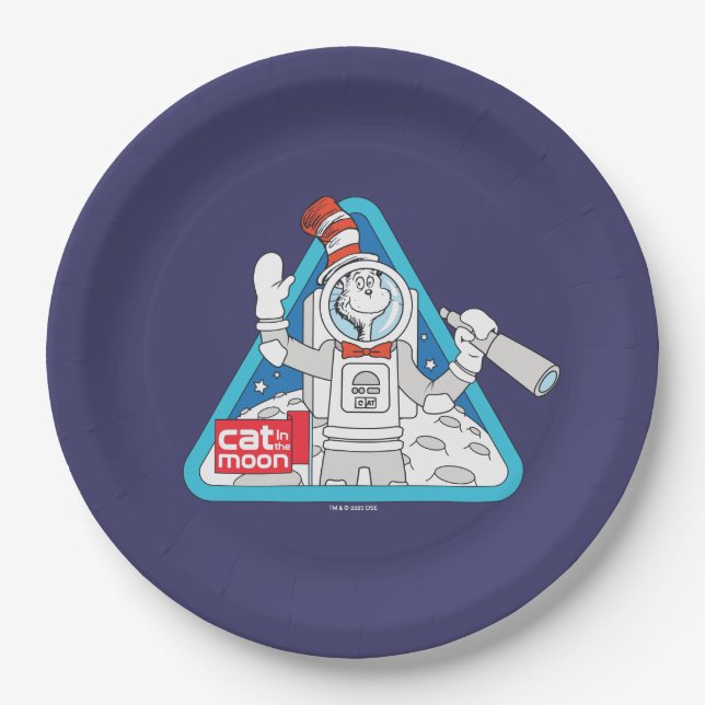 Dr. Seuss | Cat in the Moon Outer Space Graphic Paper Plates (Front)