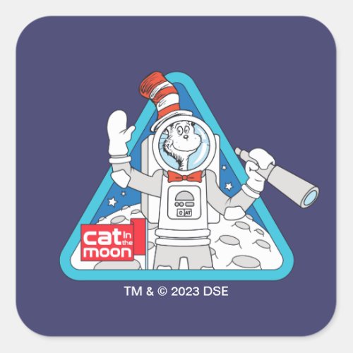 Dr Seuss  Cat in the Moon Outer Space Graphic Square Sticker