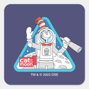 Dr. Seuss Cat in the Moon Outer Space Graphic Square Sticker