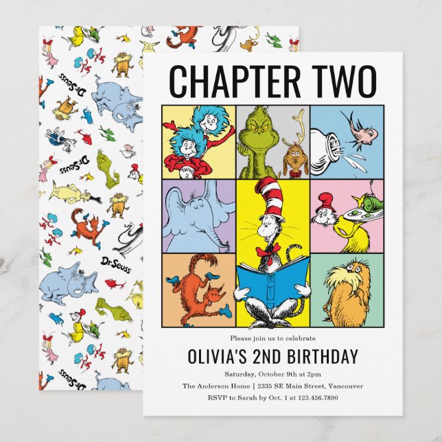 Dr. Seuss Chapter Two Birthday Character Collage Invitation (Front/Back)