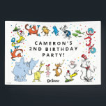 Dr. Seuss Character Confetti | Kids Birthday Banner<br><div class="desc">Make a big statement at your child's birthday celebration with this eye-catching, personalized party banner. Featuring a colorful assortment of beloved Dr. Seuss characters like the Cat in the Hat, Horton, and more, this banner creates a truly whimsical atmosphere. It’s the perfect backdrop for photos and a fun way to...</div>