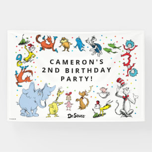 Dr. Seuss Character Confetti   Kids Birthday Banner