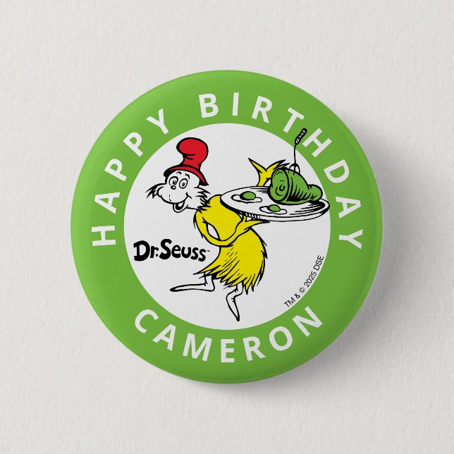 Dr. Seuss Character Confetti | Kids Birthday Button (Front)