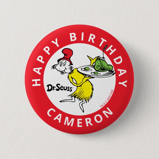 Dr. Seuss Character Confetti | Kids Birthday Button (Front)