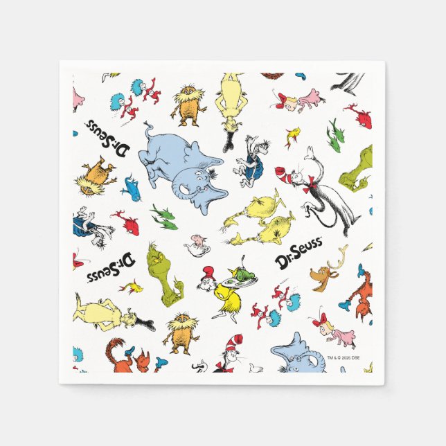 Dr. Seuss Character Confetti | Kids Birthday Napkins (Front)