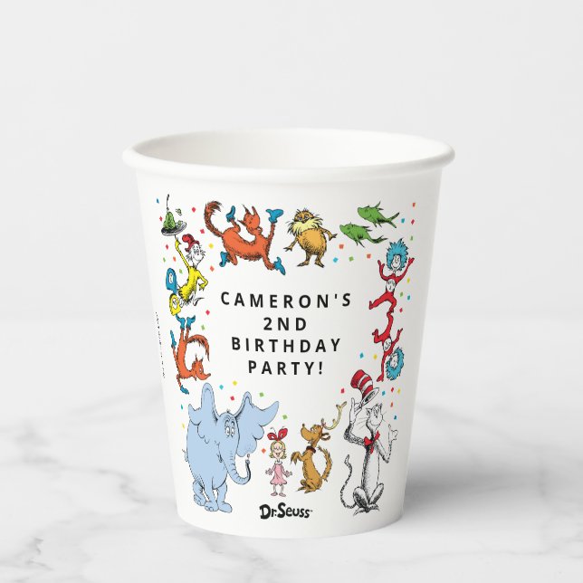 Dr. Seuss Character Confetti | Kids Birthday Paper Cups (Front)