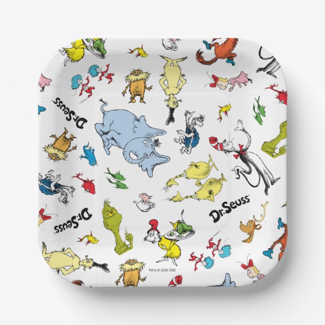Dr. Seuss Character Confetti | Kids Birthday Paper Plates (Front)