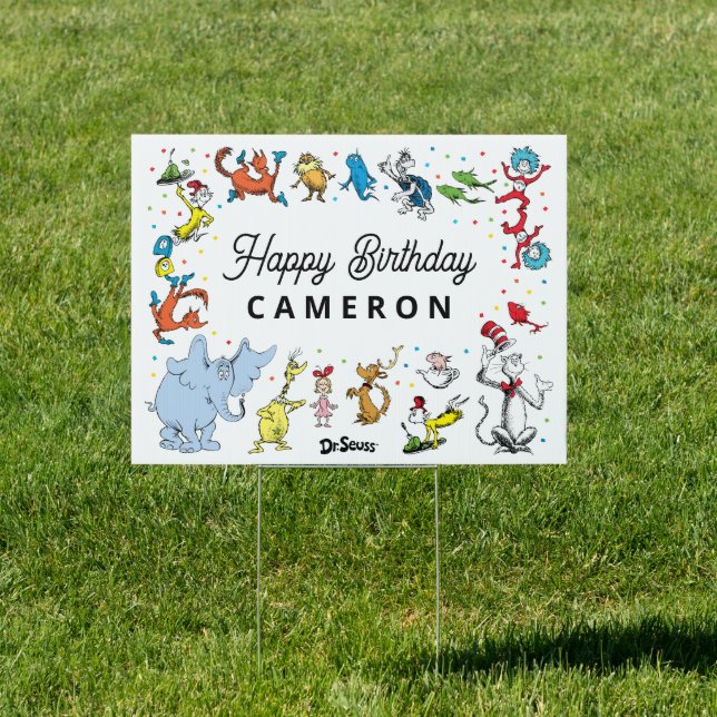 Dr. Seuss Character Confetti | Kids Birthday Sign (Insitu)