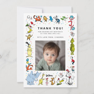 Dr. Seuss Character Confetti   Kids Birthday Thank You Card