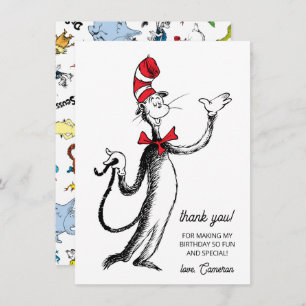 Dr. Seuss Character Confetti Kids Birthday Thank You Card