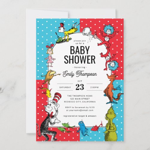 Dr Seuss _ Characters  Baby Shower Invitation