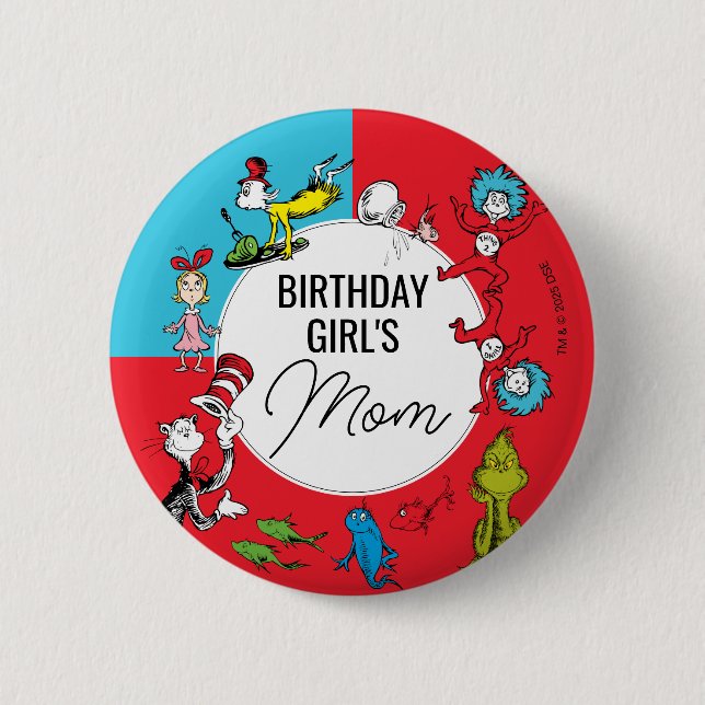 Dr. Seuss - Characters | Kids Birthday Button (Front)