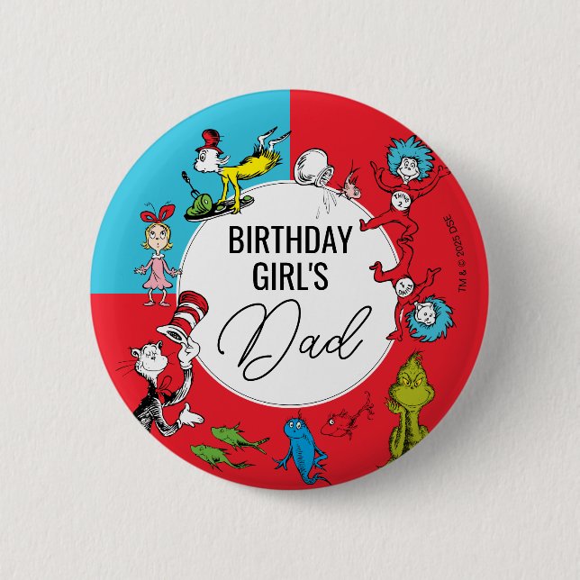 Dr. Seuss - Characters | Kids Birthday Button (Front)