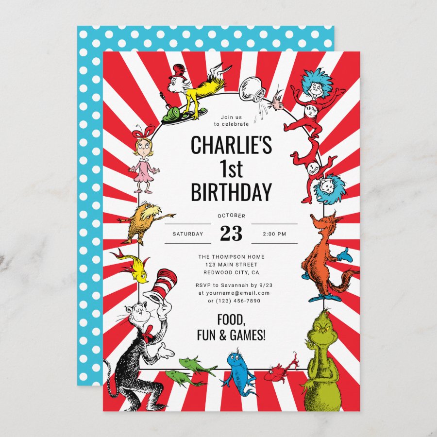 Dr. Seuss - Characters | Kids Birthday Invitation