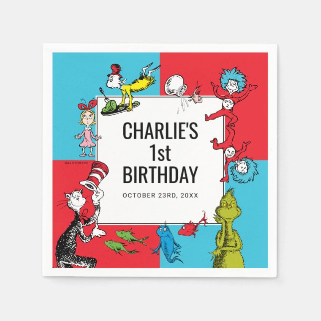 Dr. Seuss - Characters | Kids Birthday Napkins (Front)