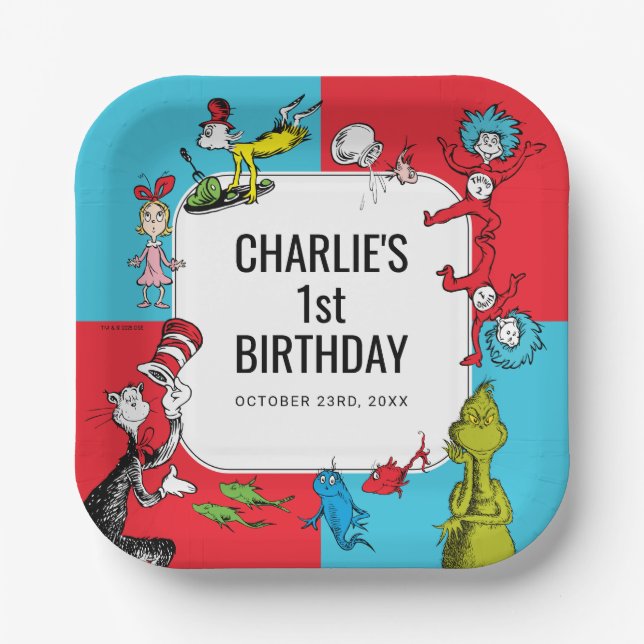 Dr. Seuss - Characters | Kids Birthday Paper Plates (Front)