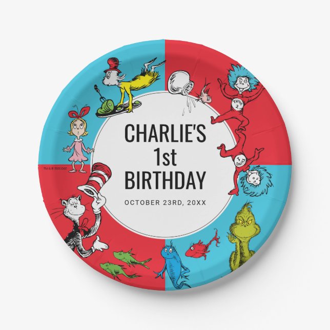 Dr. Seuss - Characters | Kids Birthday Paper Plates (Front)