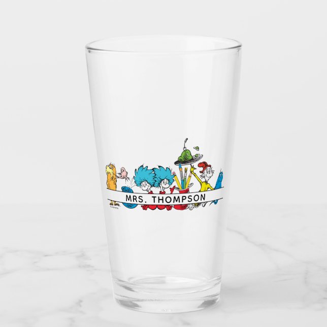 Dr. Seuss Characters & Teacher Name Glass (Front)