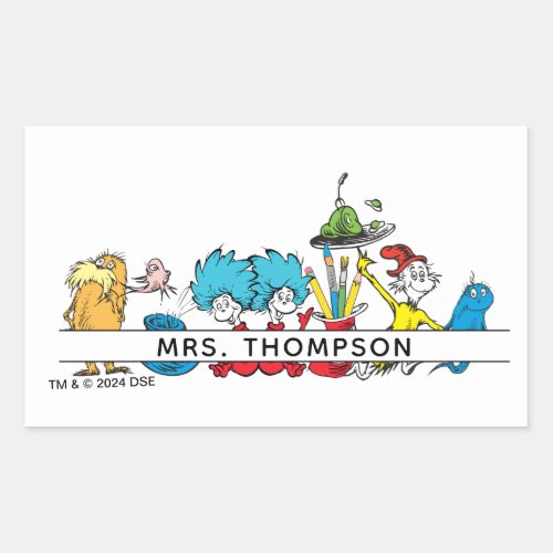 Dr Seuss Characters  Teacher Name Rectangular Sticker