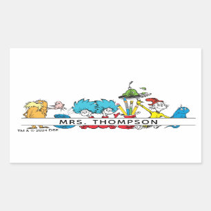 Dr. Seuss Characters & Teacher Name Rectangular Sticker