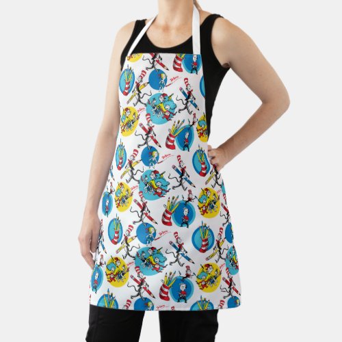 Dr Seuss  Characters With Pencils Pattern Apron