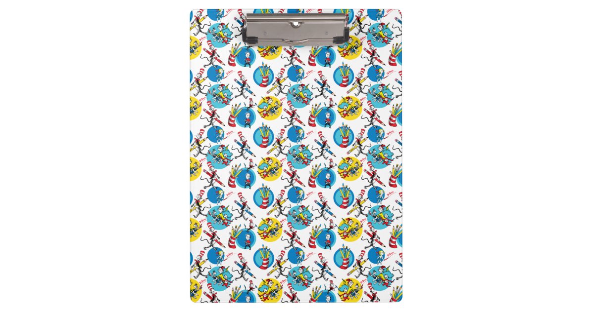 Dr. Seuss | Characters With Pencils Pattern Clipboard | Zazzle