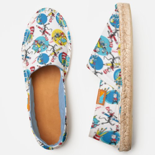 Dr Seuss  Characters With Pencils Pattern Espadrilles