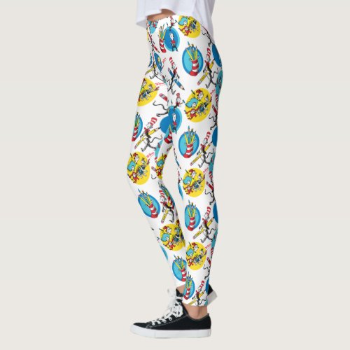 Dr Seuss  Characters With Pencils Pattern Leggings