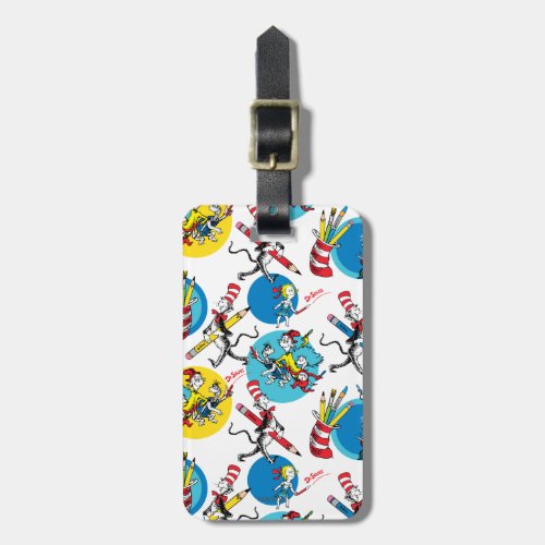 Dr Seuss  Characters With Pencils Pattern Luggage Tag