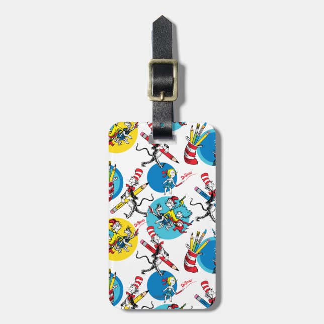 Dr. Seuss | Characters With Pencils Pattern Luggage Tag (Front Vertical)