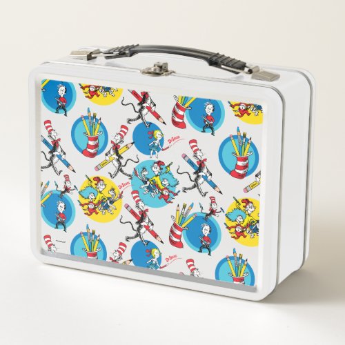 Dr Seuss  Characters With Pencils Pattern Metal Lunch Box