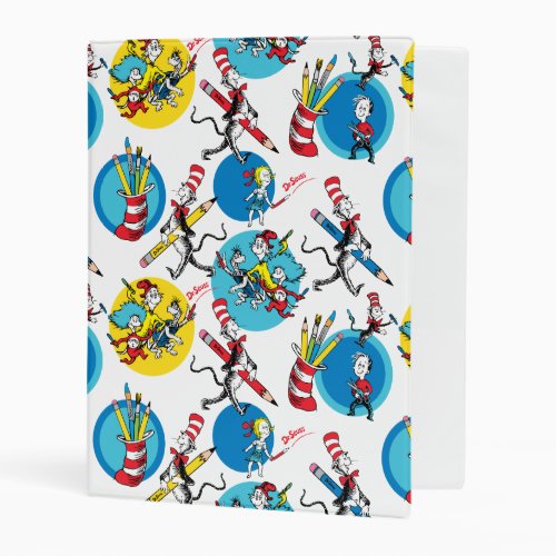 Dr Seuss  Characters With Pencils Pattern Mini Binder