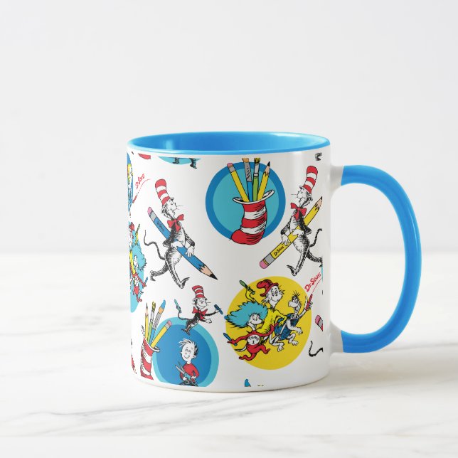 Dr. Seuss | Characters With Pencils Pattern Mug (Right)