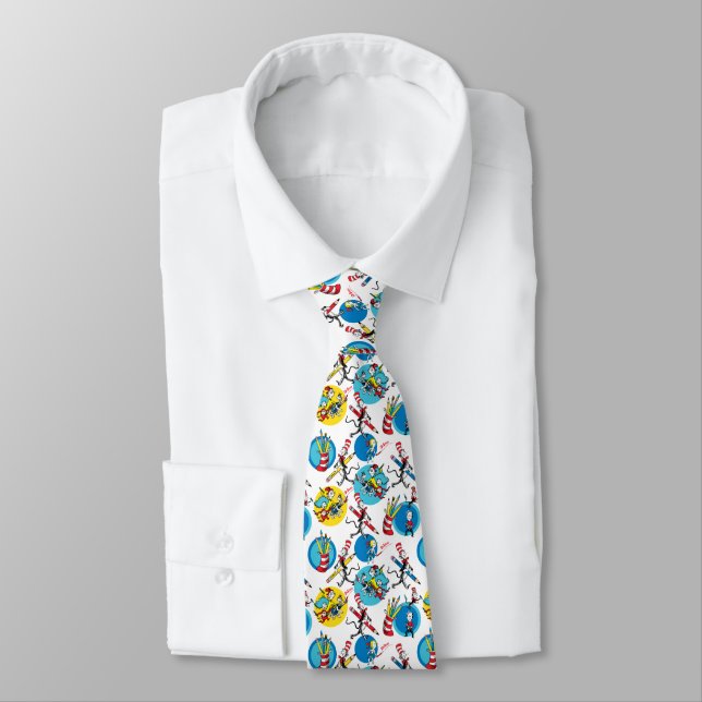 Dr. Seuss | Characters With Pencils Pattern Neck Tie (Tied)