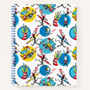 Dr. Seuss Characters With Pencils Pattern Notebook